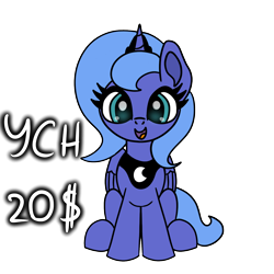 Size: 1500x1500 | Tagged: safe, artist:platinumdrop, princess luna, alicorn, g4, advertisement, cute, female, filly, foal, simple background, transparent background, woona, ych example, young luna, younger, your character here