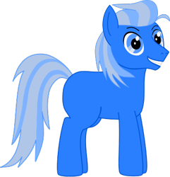 Size: 378x391 | Tagged: safe, artist:pwnypony db, oc, oc only, unnamed oc, earth pony, pony, 2024 community collab, derpibooru community collaboration, .svg available, blank flank, blue eyes, blue mane, male, simple background, smiling, solo, transparent background, vector