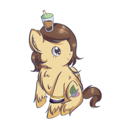 Size: 2048x2048 | Tagged: safe, artist:sumi-mlp25, oc, oc only, unnamed oc, pegasus, pony, 2024 community collab, derpibooru community collaboration, bubble tea, drink, simple background, solo, transparent background, wings