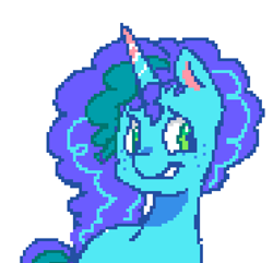 Size: 740x713 | Tagged: safe, artist:kreeeeeez, misty brightdawn, pony, unicorn, g5, 2023, female, mare, pixel art, simple background, solo, white background