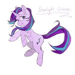Size: 1080x1080 | Tagged: safe, artist:gamagama6, starlight glimmer, pony, unicorn, g4, female, grin, looking at you, mare, name, rearing, simple background, smiling, solo, text, three quarter view, white background