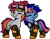 Size: 2385x1866 | Tagged: safe, artist:sugar morning, oc, oc only, oc:ironfire, oc:ryo, unicorn, 2024 community collab, derpibooru community collaboration, duo, eyes closed, female, goggles, goggles on head, horn, horn ring, iryo, male, mare, ring, simple background, stallion, transparent background