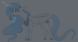 Size: 1660x900 | Tagged: safe, artist:stray prey, princess luna, alicorn, pony, g4, concave belly, folded wings, large wings, slender, solo, sternocleidomastoid, thin, wings