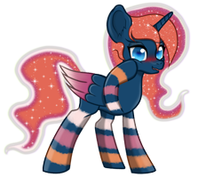 Size: 3080x2450 | Tagged: safe, artist:wojtek-ツ, derpibooru exclusive, oc, oc only, oc:nuvola perlacea, alicorn, pony, derpibooru community collaboration, blushing, body markings, ethereal mane, eye clipping through hair, eyebrows, eyebrows visible through hair, female, folded wings, hoof on cheek, horn, horseshoes, looking at you, mare, nervicited, simple background, solo, standing, starry mane, transparent background, wings