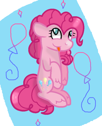 Size: 562x696 | Tagged: safe, artist:crystalizedjellyfish, pinkie pie, earth pony, pony, g4, :p, cute, diapinkes, female, mare, simple background, sitting, solo, tongue out, transparent background