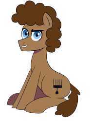 Size: 1124x1484 | Tagged: safe, artist:feralroku, oc, oc only, oc:strong runner, earth pony, 2024 community collab, derpibooru community collaboration, male, simple background, sitting, smiling, solo, stallion, transparent background