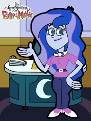 Size: 2304x3072 | Tagged: safe, anonymous artist, princess luna, vice principal luna, equestria girls, g4, bedroom eyes, luna's office, smiling, solo, style emulation, the grim adventures of billy and mandy