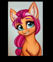 Size: 1584x1880 | Tagged: safe, artist:ocillus, sunny starscout, earth pony, pony, g5, beautiful, bust, cute, ear fluff, female, mare, smiling, solo, sternocleidomastoid, sunnybetes