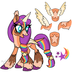 Size: 827x827 | Tagged: safe, artist:amberzartz, sunny starscout, alicorn, pony, g5, spoiler:g5, alternate design, alternate universe, mane stripe sunny, race swap, simple background, solo, sunnycorn, transparent background