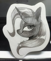 Size: 1440x1731 | Tagged: safe, artist:tttthunderbolt, trixie, pony, unicorn, g4, bust, narrowed eyes, pencil drawing, portrait, smiling, solo, traditional art