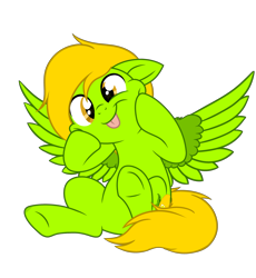 Size: 3815x4152 | Tagged: safe, artist:108-zeroforce, artist:starshade, oc, oc only, oc:lemon green, pegasus, pony, 2024 community collab, derpibooru community collaboration, :p, base used, commission, cute, female, food, fruit, lemon, mane, mare, ocbetes, reupload, simple background, solo, tongue out, transparent background, wings, ych result
