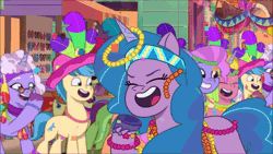 Size: 1920x1080 | Tagged: safe, screencap, autumn skies, elderberry blossom, grassy hills, izzy moonbow, nightracer, ollie north, paisley bluebell, posey bloom, earth pony, pegasus, pony, unicorn, g5, heavy is the mane that wears the fruit crown, my little pony: tell your tale, spoiler:g5, spoiler:my little pony: tell your tale, spoiler:tyts02e02, angry, animated, background pony, balloon, balloon popping, beads, feather, female, jewelry, karen, male, mare, necklace, oh yeah, oops, popping, posey bloom is not amused, posey can't catch a break, red face, sound, stallion, unamused, webm