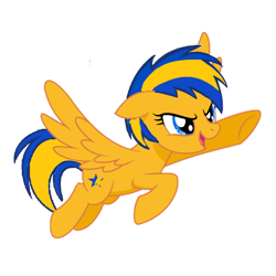 Size: 894x894 | Tagged: safe, artist:mlpfan3991, oc, oc only, oc:flare spark, pegasus, 2024 community collab, derpibooru community collaboration, g4, female, flying, movie accurate, simple background, solo, transparent background
