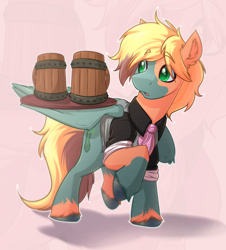Size: 2400x2650 | Tagged: safe, artist:witchtaunter, oc, oc only, oc:czairkolmoslink, pony, bartender, clothes, commission, cup, drink, male, necktie, simple background, stallion