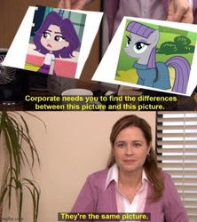 Size: 495x557 | Tagged: safe, maud pie, earth pony, human, g4, maud pie (episode), berry in the big city, caption, image macro, meme, sour grapes, strawberry shortcake, strawberry shortcake berry in the big city, text, the office