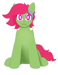 Size: 3600x4659 | Tagged: safe, artist:enokai, derpibooru exclusive, oc, oc only, oc:enokai, bat pony, pony, 2024 community collab, derpibooru community collaboration, bat pony oc, female, folded wings, green fur, looking at you, simple background, sitting, solo, transparent background, wings