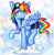 Size: 1881x1924 | Tagged: safe, artist:hecctwo, rainbow dash, pegasus, pony, g4, clothes, cloud, female, goggles, mare, shorts, solo, sweat, sweatdrop, towel, zoom layer