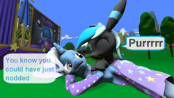 Size: 1920x1080 | Tagged: safe, artist:ask-the-luna-knight, trixie, umbreon, g4, 3d, pokémon, source filmmaker, text