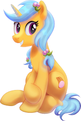 Size: 1074x1600 | Tagged: safe, artist:crystalightx, derpibooru exclusive, oc, oc only, oc:rubin hood, pony, unicorn, 2024 community collab, derpibooru community collaboration, cute, female, hairpin, horn, mare, simple background, smiling, solo, transparent background, unicorn oc