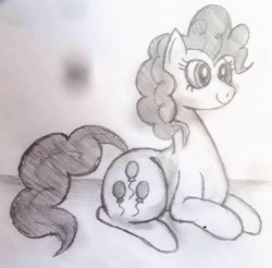 Size: 1911x1880 | Tagged: safe, artist:dhm, pinkie pie, earth pony, pony, g4, monochrome, sketch, solo, traditional art