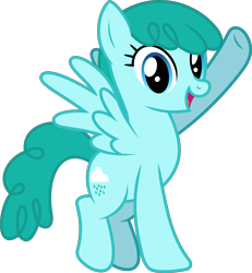 Size: 7274x7886 | Tagged: safe, artist:starryshineviolet, spring melody, sprinkle medley, pegasus, pony, g4, sonic rainboom (episode), absurd resolution, background pony, cheering, female, hind legs, looking at you, mare, open mouth, raised hoof, recolor, simple background, solo, spread wings, transparent background, vector, wings
