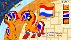 Size: 750x421 | Tagged: safe, artist:lbrcloud, oc, oc only, oc:dutchy, pony, unicorn, clothes, flag, mole, nation ponies, netherlands, ponified, socks, solo, striped socks