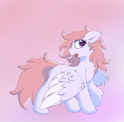 Size: 1526x1501 | Tagged: safe, artist:infinaitly, oc, oc only, pegasus, pony, chest fluff, colored wings, colored wingtips, ear fluff, ears back, gradient background, solo, spread wings, two toned wings, wings