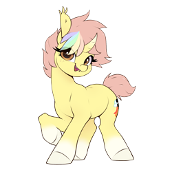 Size: 2380x2380 | Tagged: safe, artist:aquaticvibes, oc, oc only, oc:ponkus, bat pony, bat pony unicorn, pony, unicorn, 2024 community collab, derpibooru community collaboration, curved horn, female, high res, horn, mare, not a hybrid, simple background, solo, transparent background