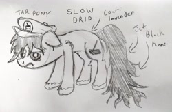 Size: 3884x2542 | Tagged: safe, artist:dhm, oc, oc:slow drip, pony, high res, monochrome, secret santa, sketch, solo, traditional art