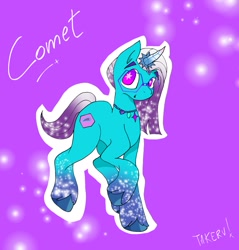 Size: 1383x1449 | Tagged: safe, artist:takeru, comet (g5), auroricorn, pony, g5, ibispaint x, male, purple background, simple background, solo, stallion
