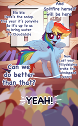 Size: 2560x4096 | Tagged: safe, artist:kebchach, cloud kicker, cloudchaser, derpy hooves, rainbow dash, sunshower raindrops, pegasus, pony, art pack:welcum to birthday artpack, comic:hurricane sluttershy, g4, hurricane fluttershy, chest fluff, dialogue, open mouth, open smile, smiling, text