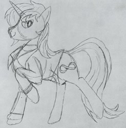Size: 2239x2279 | Tagged: safe, artist:dhm, oc, pony, unicorn, high res, monochrome, sketch, solo, traditional art