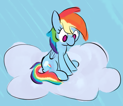 Size: 1161x1002 | Tagged: safe, artist:purppone, rainbow dash, pegasus, pony, g4, cloud, female, looking down, mare, simple background, solo