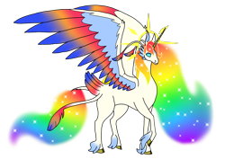 Size: 1414x1000 | Tagged: safe, artist:zetikoopa, alicorn, ethereal mane, ethereal tail, female, mare, rainbow of light, simple background, solo, tail, transparent background