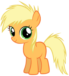 Size: 3000x3276 | Tagged: safe, artist:fluffytuli, oc, oc only, oc:orange blossom, earth pony, pony, g4, blank flank, cute, female, filly, foal, green eyes, high res, magical lesbian spawn, not applejack, not rainbow dash, ocbetes, offspring, parent:applejack, parent:rainbow dash, parents:appledash, simple background, solo, transparent background, vector