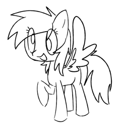 Size: 539x533 | Tagged: safe, artist:kruvvv, derpy hooves, pegasus, pony, g4, cross-eyed, eye clipping through hair, happy, looking at something, open mouth, raised hoof, simple, simple background, sketch, sketch dump, smiling, solo, spread wings, standing, white background, wings