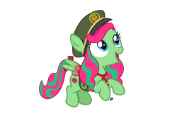 Size: 2360x1640 | Tagged: safe, artist:reececup11, scout kindheart, pegasus, pony, g4, g5, blue eyes, colored wings, curly mane, excited, female, filly, flying, foal, g5 to g4, generation leap, girl scout, gradient wings, green mane, open mouth, pink mane, sash, scout, scout uniform, signature, simple background, smiling, solo, spread wings, transparent background, wings, younger
