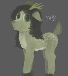 Size: 907x1008 | Tagged: safe, artist:meadow dweller, oc, oc:metal, deer, antlers, deer oc, full body, green eyes, looking at you, male, non-pony oc, smiling, solo