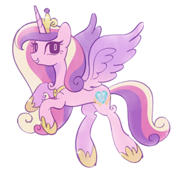 Size: 2048x1994 | Tagged: safe, artist:risswm, princess cadance, alicorn, pony, g4, concave belly, female, high res, mare, open mouth, open smile, simple background, slender, smiling, solo, spread wings, thin, white background, wings