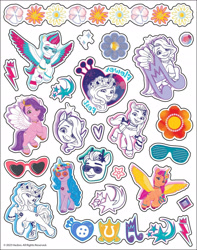 Size: 1394x1772 | Tagged: safe, hitch trailblazer, izzy moonbow, pipp petals, sunny starscout, zipp storm, alicorn, earth pony, pegasus, unicorn, g5, my little pony: make your mark, official, 2d, adorapipp, adorazipp, bolt, bridlewoodstock, cute, flower, flying, gemstones, hasbro, heart, hitchbetes, izzybetes, looking at you, mane five, merchandise, sheet, smiling, smiling at you, sparkles, stars, sticker, sunglasses, sunnybetes, tattoo, vector