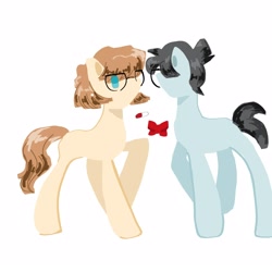 Size: 1600x1600 | Tagged: safe, artist:wimple, earth pony, pony, detective conan, edogawa conan, female, haibara ai, male, ponified, shipping, simple background, straight, white background