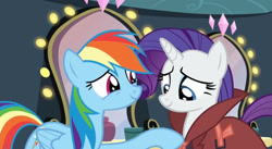 Size: 1284x706 | Tagged: safe, screencap, rainbow dash, rarity, pony, g4, rarity investigates, cute, dashabetes, raribetes