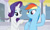 Size: 1031x620 | Tagged: safe, screencap, rainbow dash, rarity, pony, g4, my little pony: friendship is magic, rarity investigates, cute, dashabetes, raribetes