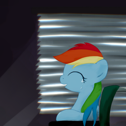 Size: 3000x3000 | Tagged: safe, artist:widelake, rainbow dash, g4, crying, eyes closed, female, smiling, solo, tears of joy, teary eyes, wheelchair