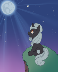 Size: 782x963 | Tagged: safe, artist:pawprintstars, oc, oc only, oc:shimmering moonlight, pony, female, full moon, mare, moon, moonlight, smiling, solo