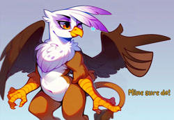 Size: 2000x1382 | Tagged: safe, ai assisted, ai content, artist:rupert, generator:pony diffusion v6 xl, generator:stable diffusion, prompter:rupert, gilda, griffon, series:ask white belly gilda, g4, ask, belly, belly button, bipedal, cool, feather fingers, female, one eye closed, pale belly, plump, pointing, smiling, solo, stars, tumblr, white belly, wing hands, wings, wink