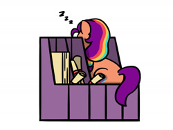 Size: 1800x1350 | Tagged: safe, artist:flutterluv, sunny starscout, earth pony, pony, g5, behaving like a cat, female, mare, onomatopoeia, ponified animal photo, simple background, sleeping, solo, sound effects, white background, zzz