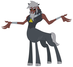 Size: 3865x3544 | Tagged: safe, artist:mlgtrap, lord tirek, centaur, taur, g4, antagonist, cloven hooves, human face, male, necklace, nose piercing, piercing, scorpan's necklace, simple background, solo, transparent background, vector, white hair