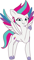 Size: 685x1227 | Tagged: safe, artist:prixy05, zipp storm, pegasus, pony, g5, my little pony: tell your tale, adorazipp, colored wings, concave belly, cute, dreamworks face, eyebrows, female, fit, looking at you, mare, multicolored wings, raised eyebrow, raised hoof, simple background, slender, smiling, smiling at you, smirk, solo, spread wings, thin, transparent background, vector, wings