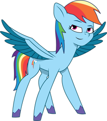 Size: 990x1113 | Tagged: safe, artist:prixy05, rainbow dash, pegasus, pony, g4, g5, my little pony: tell your tale, concave belly, female, g4 to g5, generation leap, mare, simple background, slender, solo, spread wings, thin, transparent background, vector, wings